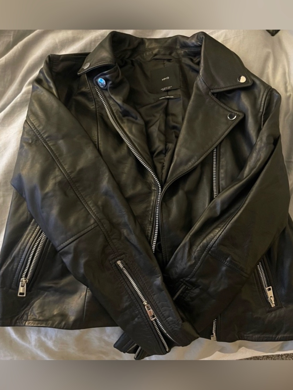 Mango Woman Black Leather Jacket